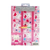 Gift Wrap 2 Pack + 2 Tags - Pink Cat (50cm x 70cm)