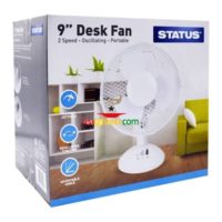 Status White Desk Fan 9"