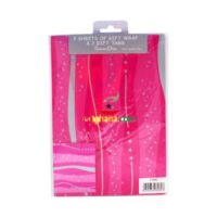 Gift Wrap 2 Pack + 2 Tags - Pink Stars (50cm x 70cm)