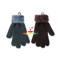 Homeware Essentials Ladies Chenille Gloves With Feather Cuffs