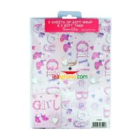 Gift Wrap 2 Pack + 2 Tags - Baby Girl (50cm x 70cm)