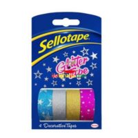 Sellotape Glittertape Assorted Designs 18mm x 3m - Clip Strip Provided