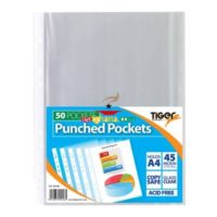 A4 Clear Punched Pockets 50 Pack