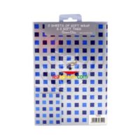 Gift Wrap 2 Pack + 2 Tags - Blue Squares (50cm x 70cm)