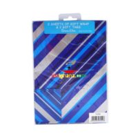 Gift Wrap 2 Pack + 2 Tags - Blue Lines (50cm x 70cm)