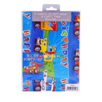 Gift Wrap 2 Pack + 2 Tags - Cartoon Cars (50cm x 70cm)